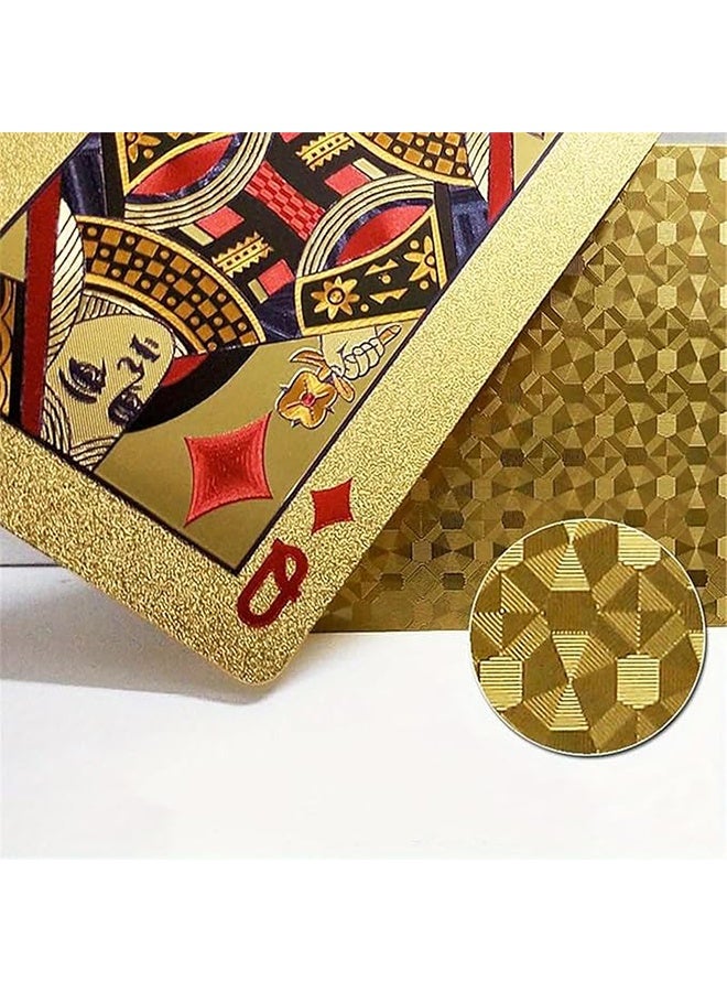 واي جيه مجموعة أوراق لعب مطلية بالذهب عيار 24 قيراط مع صندوق خشبي مجاناً - Image 2